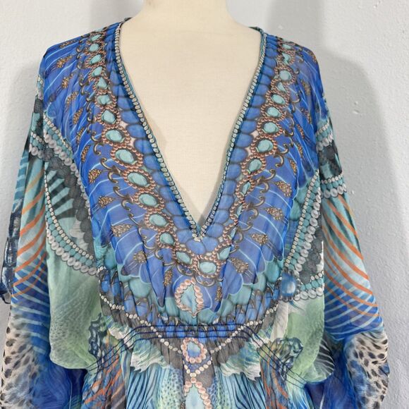 Bon Voyage Top‎ Womens OS Cinch Multi Abstract Butterfly Swim Beach Cover Up - Picture 2 of 10